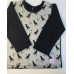CAMISETA MANGAS LARGAS GRIS-NEGRA ESTAMPADO DINO 