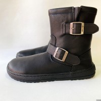 Mustang Free Alask Biker | Botines Barefoot Mujer Negros con Hebillas