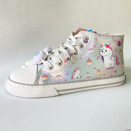 Mustang Free Lights Plata | Zapatillas Barefoot con Luces y Unicornios Niña