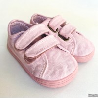 ZapyFlex Zapatillas barefoot lona doble velcro niños rosa